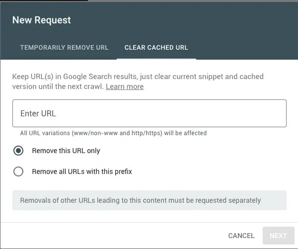 duplicate content, cleared cashed